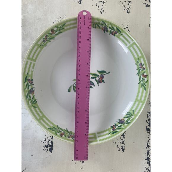 Set of 2 Large Ceramic Serving Bowls Green Floral Pattern - Picture 7 of 8